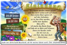 Die lustige Einladung zum Geburtstag mit dem frustrierten Mann – die Haare werden immer grauer und das nervt schon echt auf Dauer.