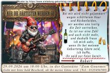 Die lustige Einladung zum Geburtstag - nur die Härtesten werden xx. Ein Rocker zeigt, dass Rückenleiden und schütteres Haar für ihn kein Thema ist.