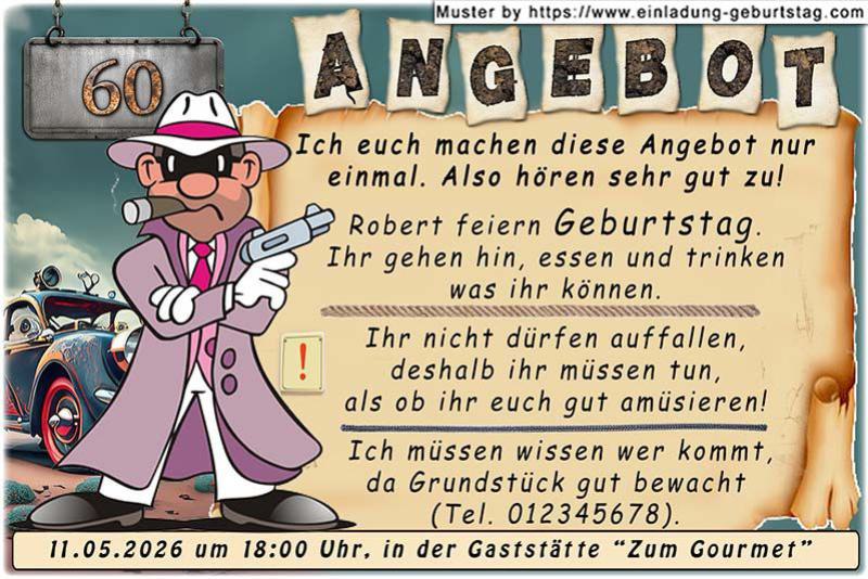 Die lustige Einladung zum Geburtstag - ein Mafioso macht ein unmissverständliches nachdrückliches Angebot, dass Ihre Gäste nicht ablehnen können.
