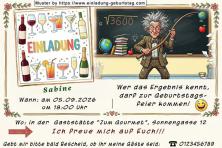 Die lustige Einladung zum Geburtstag - eine Rechenaufgabe für die Gäste: die Quadratsumme Ihres Alters als Rechenaufgabe an der Tafel.