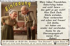 lustige Einladung Geburtstag – die kluge Frau belehrt Ihren Mann – es wird gefeiert