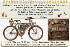 lustige Einladung Geburtstag – der besondere Drahtesel, alt aber gut in Schuss