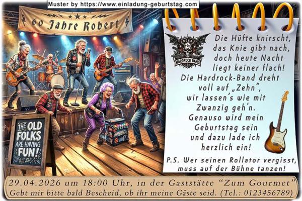 lustige Einladung Geburtstag – die Rollatorparty, alt und trotzdem Spaß bei der Feier