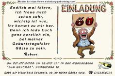 lustige Einladung Geburtstag – der begeisterte Mann freut sich auf seine Feier und die Gäste