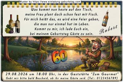lustige Einladung Geburtstag – der Angler mit einem ganz besonderen Fang – seinem Alter 