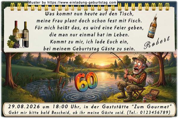 lustige Einladung Geburtstag – der Angler mit einem ganz besonderen Fang – seinem Alter 