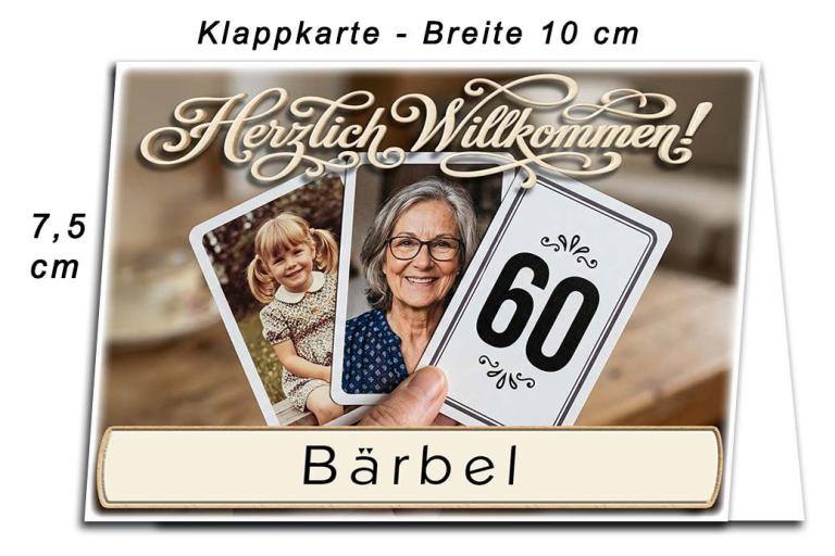 die Tischkarte als Platzkarte zum Geburtstag mit Ihrem Alter und dem Namen des Gastes