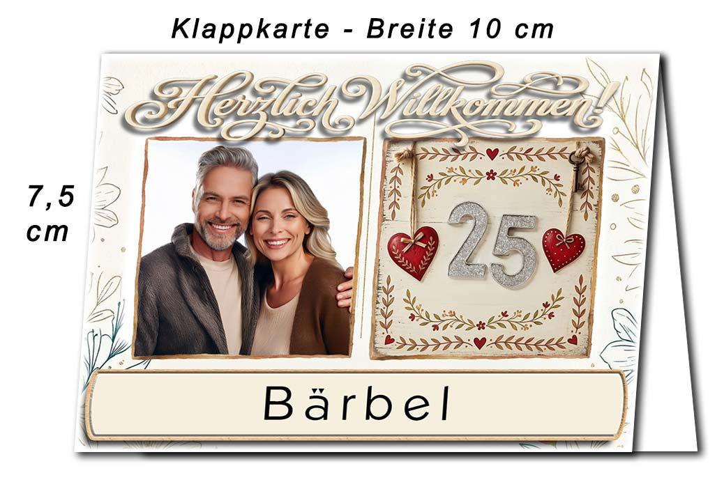 Tischkarte Silberhochzeit - Ihr Foto - Abmessungen der Platzkarte
