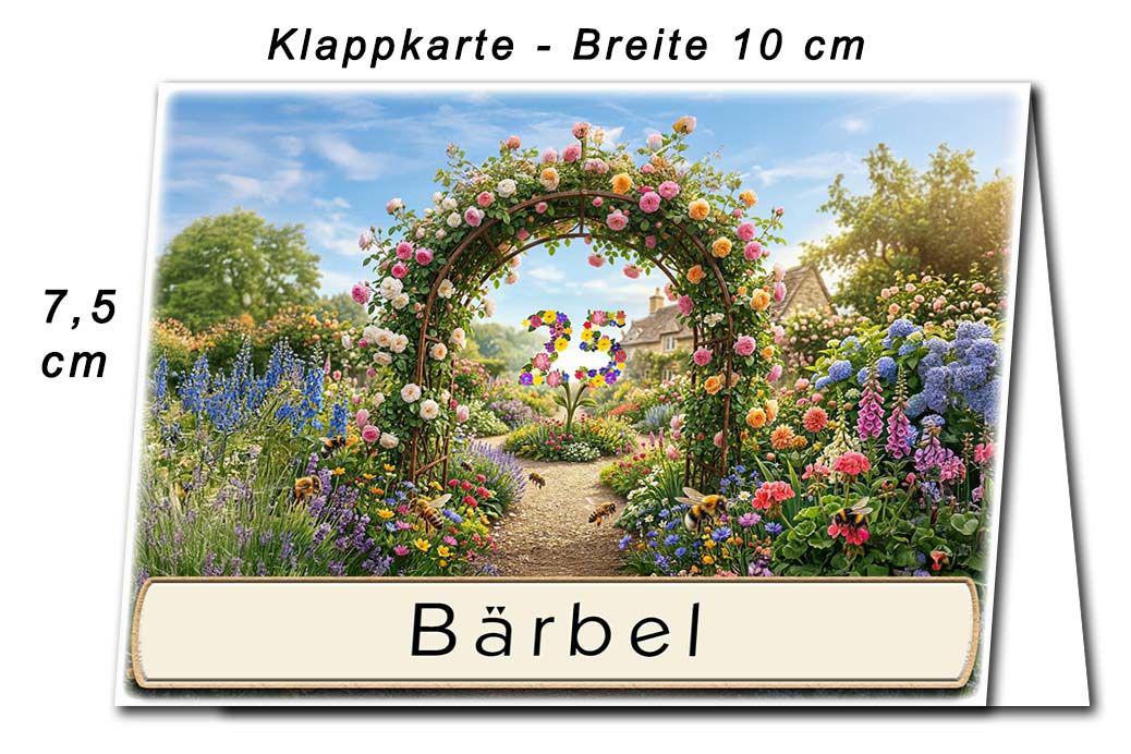 Tischkarte Silberhochzeit - der Rosenbogen - Kartenabmessungen