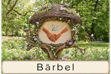 Tischkarte Silberhochzeit - Hand in Hand mit Textfeld und dem Namen des Gastes