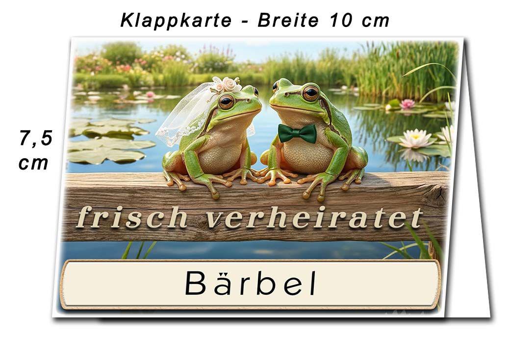 Die Tischkarte zur Hochzeitsfeier – das lustige Froschpaar – Abmessungen der Platzkarten