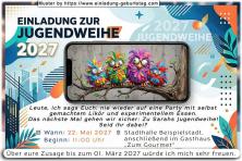 die lustige Einladung zur Jugendweihe mit den bunten Vögeln