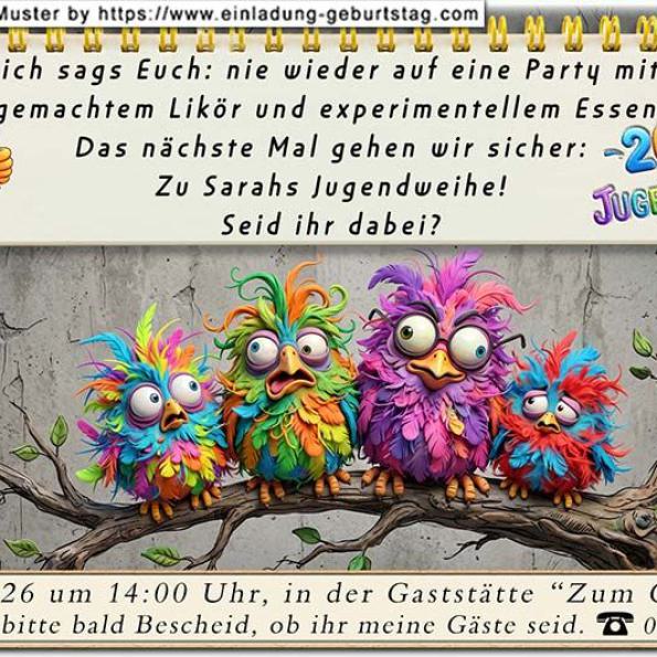 Die lustige Einladungskarte zur Jugendweihe mit dem speziellen Angebot