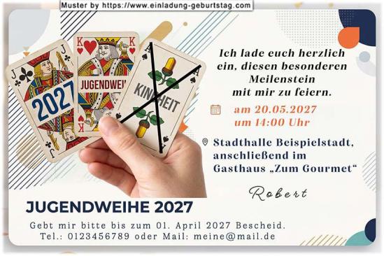 Die lustige Einladung zur Jugendweihe mit dem Jugendweihe-Kartenspiel.