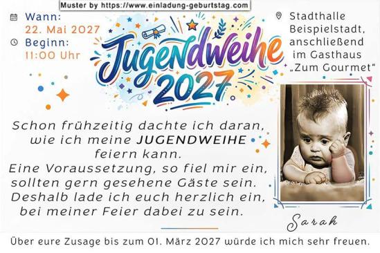 die lustige Einladung zur Jugendweihe - als Kleinkind hast du schon deine Jugendweihe geplant