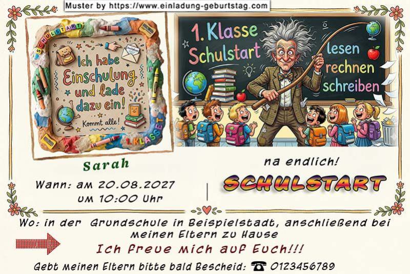Die ausgefallene Einladung zur Einschulung mit dem lustigen Lehrer - so macht lernen Spaß