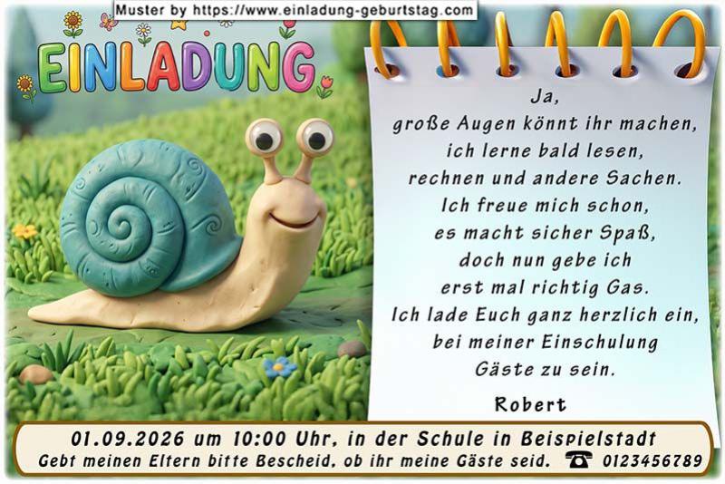 Die ausgefallene Einladung zur Einschulung - Ja, große Augen könnt ihr machen, ich lerne bald lesen, rechnen und andere Sachen.