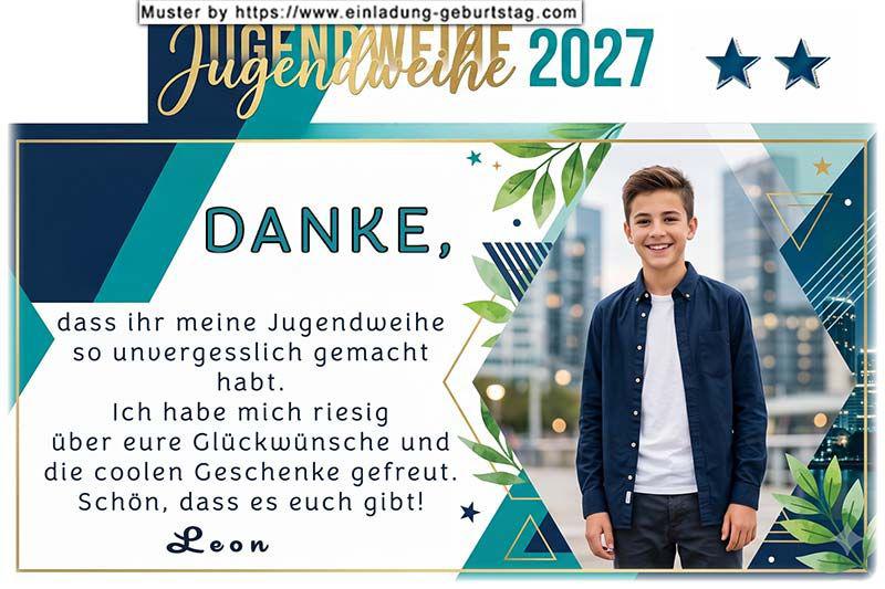 Die Danksagung zur Jugendweihe mit deinem Foto im modernen Hochformat