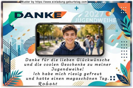 Die Danksagung zur Jugendweihe mit deinem Foto im Display eines Handys