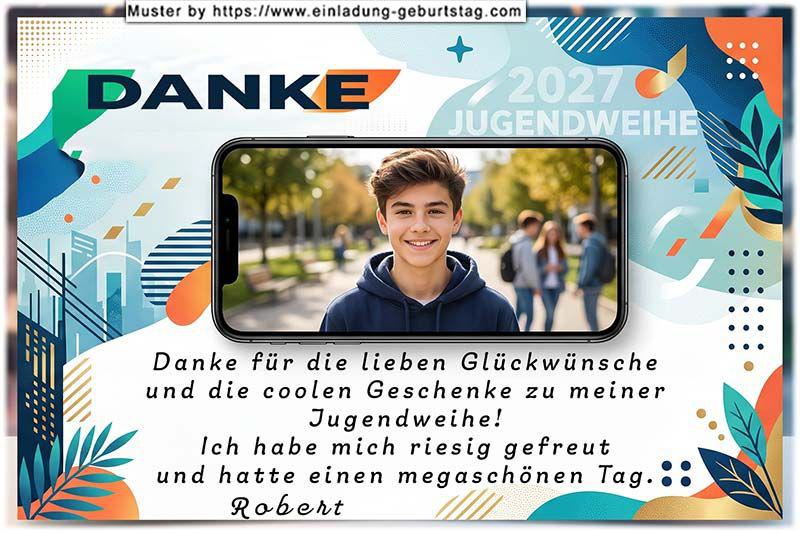 Die Danksagung zur Jugendweihe mit deinem Foto im Display eines Handys