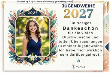Die Danksagung zur Jugendweihe mit deinem Foto in einem dokorativen Rahmen