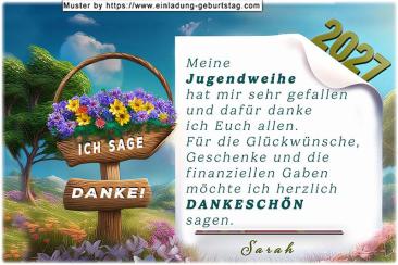 Die Danksagung zur Jugendweihe mit dem Blumenkorb