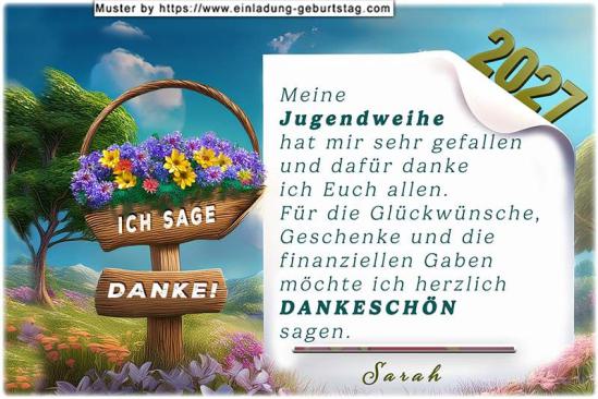 Die Danksagung zur Jugendweihe mit dem Blumenkorb