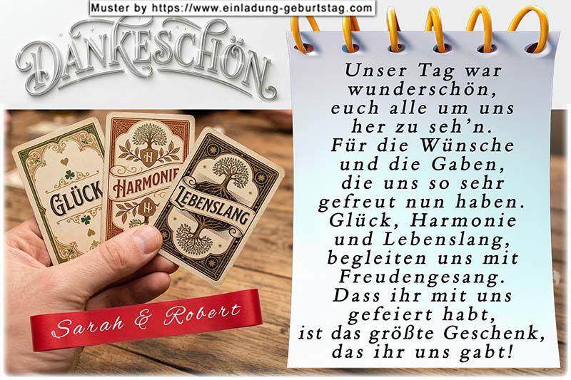 Die Dankeskarte zur Hochzeit mit Ihrem Foto vor einer Parklandschaft
