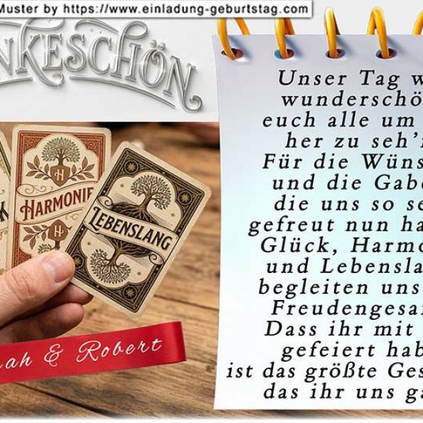 Die Dankeskarte zur Hochzeit mit Ihrem Foto vor einer Parklandschaft