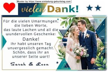 Die Dankeskarte zur Hochzeit mit Ihrem Foto im Hochformat