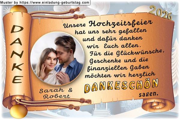 Die Dankeskarte zur Hochzeit mit den Eheringen in einer Sonnenblume