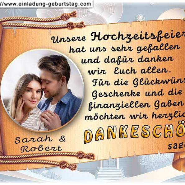 Die Dankeskarte zur Hochzeit mit den Eheringen in einer Sonnenblume