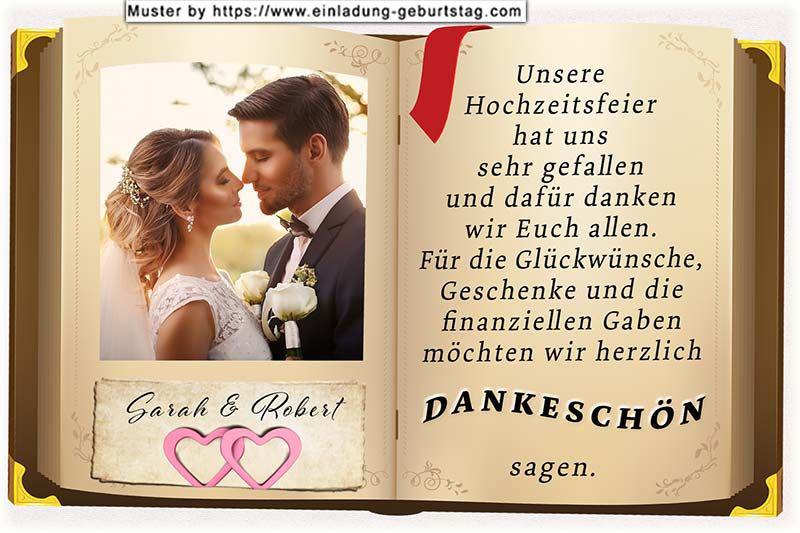 Die Dankeskarte zur Hochzeit - ein aufgeschlagenes Buch: Ihr Foto wird in die linke Buchseite eingesetzt. Darunter befinden sich Ihre Namen.