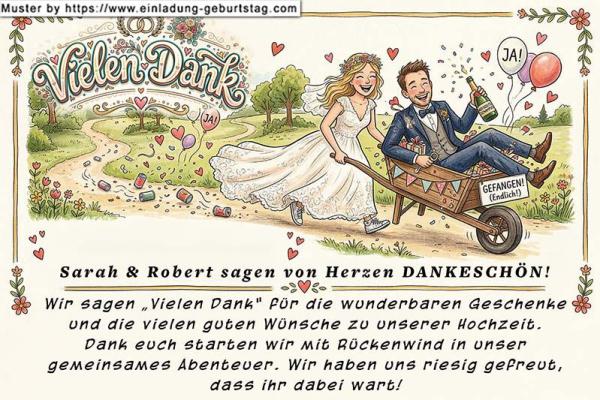 die lustige Dankeskarte zur Hochzeit mit dem gastfreundlichen Paar