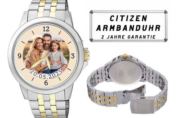 Armbanduhr der Firma Citizen für Herren mit Fotozifferblatt in Bicoloroptik