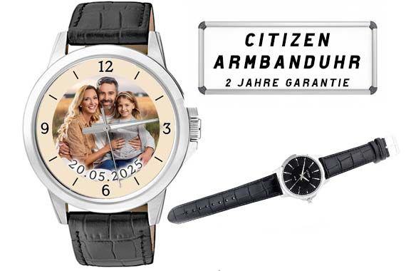 Fotoarmbanduhr der Firma Citizen für Herren mit Lederarmband