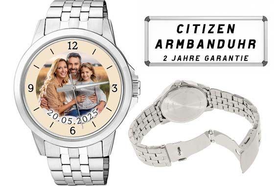 Fotoarmbanduhr der Firma Citizen für Herren mit Edelstahlarmband