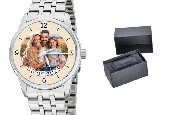 Armbanduhr für Herren mit Fotozifferblatt und Edelstahlarmband