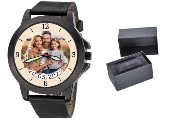 Fotoarmbanduhr Herren schwarz
