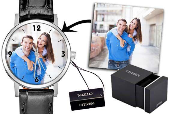 personalisierte Uhr Damen Citizen Lederband