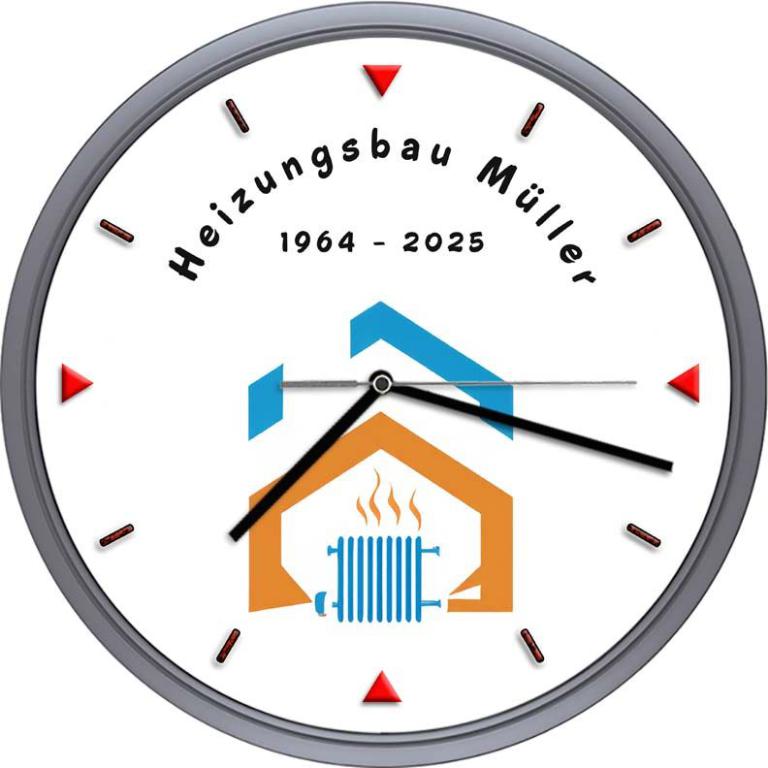 Die Wanduhr mit Funkuhrwerk zum selbst gestalten mit eigenem Zifferblatt und Firmenlogo – Variante 02