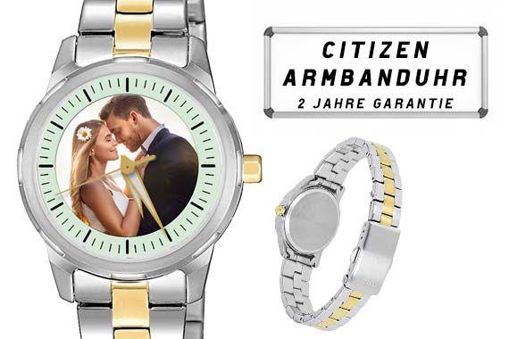personalisierte Armbanduhr Damen Citizen Bicolor