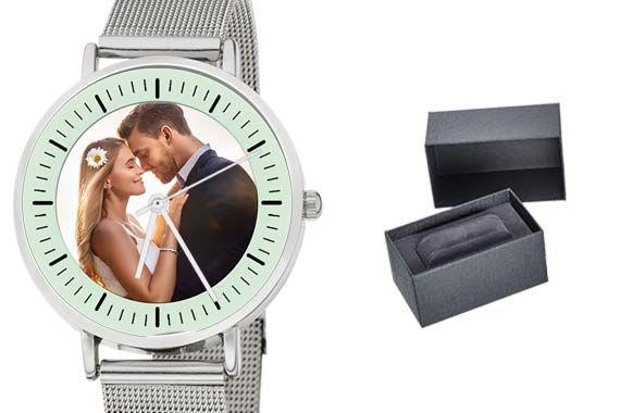 personalisierte Armbanduhr Damen Melamin Silber