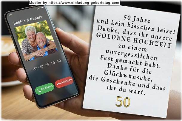 Danksagung Goldene Hochzeit - Foto im Handy