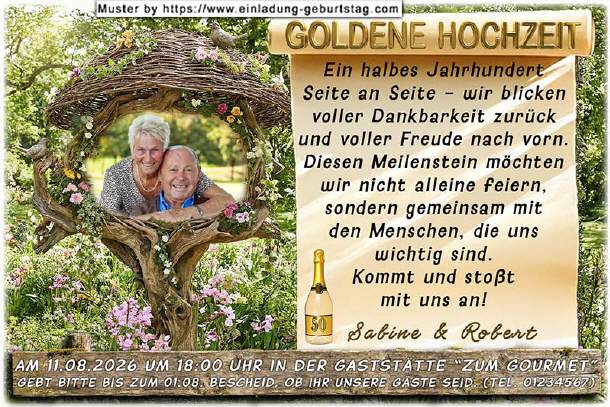 Einladung Goldene Hochzeit Foto in der Natur