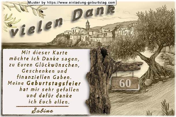 lustige Dankeskarte Geburtstag, Sepia Look