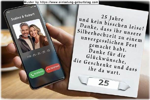 Danksagung Silberhochzeit - Foto im Handy