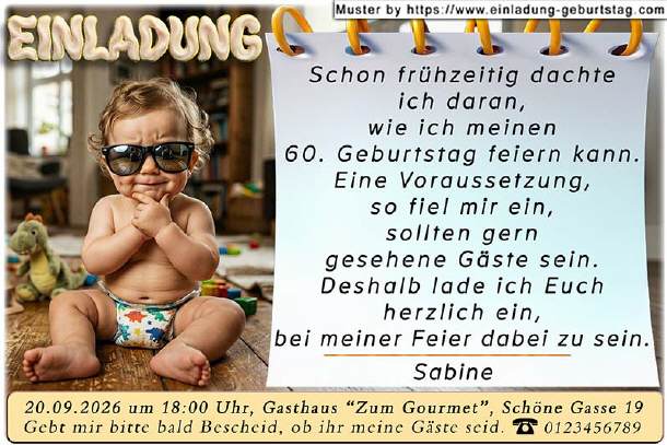 lustige Einladung Geburtstag - fr&uuml;he Planungen