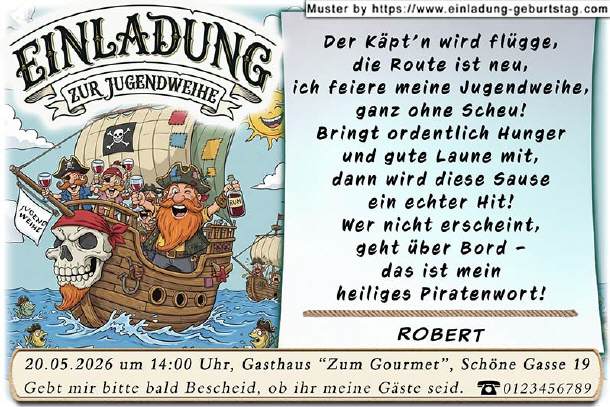 lustige Einladung Jugendweihe - die Piraten