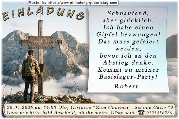 lustige Einladung Jugendweihe - Gipfelkreuz 02